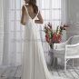 2012 A-line V-neck White Chiffon Wedding Dress Pleated Bridal Gown Small Train