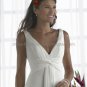 2012 A-line V-neck White Chiffon Wedding Dress Pleated Bridal Gown Small Train