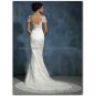 Custom Cap Sleeves White / Ivory Lace Wedding Dress Jeweled V-neck Mermaid Bridal Gown