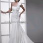 2012 Hot A line White Ivory Chiffon Wedding Dress One Flower Shoulder Bridal Gown