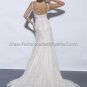 A-line Sleeveless V-neck White Ivory Lace Wedding Dress Jeweled Bridal Gown