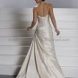 Champagne Satin Strpless Wedding Dress Dimoutable Halter Strap Jeweled Bridal Gown