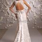 2012 Sheath Sleeveless V-neck White Ivory Alencon Lace Wedding Dress Hollow Back Bridal Gown