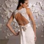 2012 Sheath Sleeveless V-neck White Ivory Alencon Lace Wedding Dress Hollow Back Bridal Gown