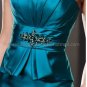 Sheath Strapless Blue Satin Knee Length Mother of the Bride Dress Short Evening Dress Free Jacket
