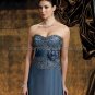 Strapless Steel Blue Chiffon Floor Length Mother of the Bride Dress Evening Dress Free Lace Jacket
