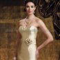 Strapless Gold Satin Lace Floor Length Mother of the Bride Dress Evening Dress Free Lace Jacket