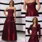 2012  Strapless Burgundy Beaded Mother of the Bride Dress Red Long Taffeta Evening Dress Free Jacket