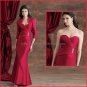 2012 Strapless Burgundy Satin Wine Mother of the Bride Dress Red Long Evening Dress Free Jacket