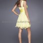 A-line One Shoulder Short Evening Dress Cocktail Dress Yellow Pink Bridesmaid Dress