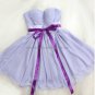Strapless Short Evening Dress Cocktail Dress Knee Length Purple Sash Blue Chiffon Bridesmaid Dress