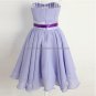 Strapless Short Evening Dress Cocktail Dress Knee Length Purple Sash Blue Chiffon Bridesmaid Dress