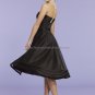 A-line Strapless Short Evening Dress Cocktail Dress Stock Knee Length Black Organza Bridesmaid Dress