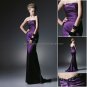 Strapless Mermaid Evening Dress Prom Dress Long Pleated Purple Satin Bridesmaid Dress