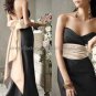 Strapless Evening Dress Prom Dress Long Black Taffeta Red Blue Pink Sash Mermaid Bridesmaid Dress
