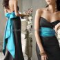 Strapless Evening Dress Prom Dress Long Black Taffeta Red Blue Pink Sash Mermaid Bridesmaid Dress
