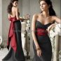 Strapless Evening Dress Prom Dress Long Black Taffeta Red Blue Pink Sash Mermaid Bridesmaid Dress