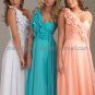 Strapless Evening Dress Prom Dress Long White Pink Blue Chiffon Empire Bridesmaid Dress
