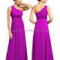 One Shoulder Evening Dress Party Dress Long Black Hot Pink Blue Red Green Chiffon Bridesmaid Dress