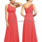One Shoulder Evening Dress Party Dress Long Black Hot Pink Blue Red Green Chiffon Bridesmaid Dress