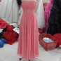 Strapless Evening Dress Prom Dress Long Coral Orange Chiffon Bridesmaid Dress