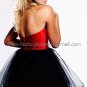 Blue Black Red Organza Strapless Sweetheart Evening Dress Short Prom Dress Beaded Tiered Party Dress