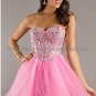 Blue Champagne Organza Strapless Sweetheart Evening Dress Short Prom Dress Beaded Party Dress