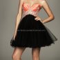 Blue Black Pink  Coral Strapless Sweetheart Evening Dress Short Prom Dress Beaded Tiered Party Dress