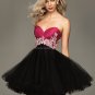 Blue Black Pink  Coral Strapless Sweetheart Evening Dress Short Prom Dress Beaded Tiered Party Dress