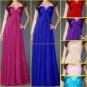 Blue Pink Coral Red Chiffon Evening Dress Long Empire Waist Prom Dress Gown Beaded Party Dress