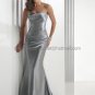 Pleated Silver Satin Evening Dress Long Prom Dress Bridal Gown Mermaid ...