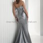 Pleated Silver Satin Evening Dress Long Prom Dress Bridal Gown Mermaid Strapless Party Dress