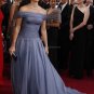 Off Shoulder Blue Chiffon Bridesmaid Evening Dress Long Prom Gown Celebration Dress