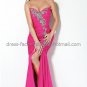 Blue Fuchsia Chiffon Strapless Mermaid Evening Dress Prom Dress Embroidery Front Slit Party Dress