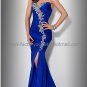 Blue Fuchsia Chiffon Strapless Mermaid Evening Dress Prom Dress Embroidery Front Slit Party Dress