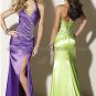 Blue Purple Green Satin Halter Evening Dress Prom Dress Front Slit Bridal Gown Mermaid Party Dress