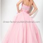 Pink Satin Tulle Evening Dress Sweetheart Prom Dress Pleated Flowers Quinceanera Dress
