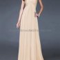 Blue Pink Coral Red Chiffon Evening Dress Long Empire Waist Prom Dress Gown Beaded Party Dress