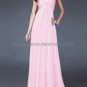 Blue Pink Coral Red Chiffon Evening Dress Long Empire Waist Prom Dress Gown Beaded Party Dress