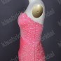 Pink Red Brown Organza Evening Dress Long Tiered Prom Dress Gown Beaded Party Dress