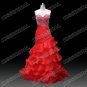 Pink Red Brown Organza Evening Dress Long Tiered Prom Dress Gown Beaded Party Dress