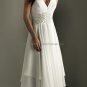 Halter White Green Chiffon A-line Evening Dress Bridal Prom Dress Beaded Party Dress