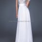 Blue Coral Chiffon Thin Straps V Neck Evening Dress Long Prom Dress Gown Beaded Party Dress