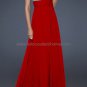 Blue Coral Chiffon Thin Straps V Neck Evening Dress Long Prom Dress Gown Beaded Party Dress
