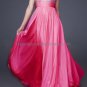 Blue Coral Chiffon Thin Straps V Neck Evening Dress Long Prom Dress Gown Beaded Party Dress