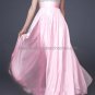 Blue Coral Chiffon Thin Straps V Neck Evening Dress Long Prom Dress Gown Beaded Party Dress