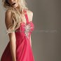 Yellow Red Chiffon One Shoulder Evening Dress Sweetheart Prom Dress Pleated Party Dress