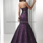 Black Lace Purple Satin Evening Dress Long Prom Dress Mermaid Evening Gown & Sash Bridal Party Dress