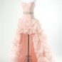 2012 A-line Strapless White Organza Wedding Dress Pleated Hi-lo Red Pink Black Bridal Prom Gown