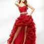 2012 A-line Strapless White Organza Wedding Dress Pleated Hi-lo Red Pink Black Bridal Prom Gown
